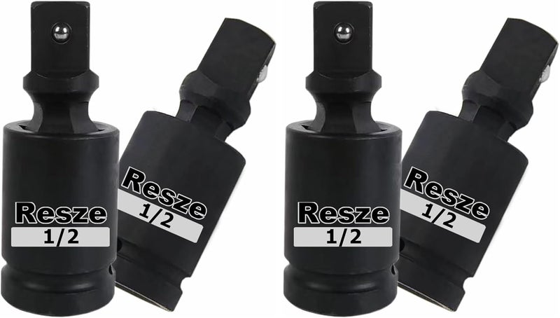 Resze 2 Pcs 1/2"Drivers Universal Joint Swivel Socket Adapter Set, Impact Universal Joint，U-Joint Drive Impact Grad Wobble Socket Wrench Set，Full Impact Grade (Pack of 2) - Image 1